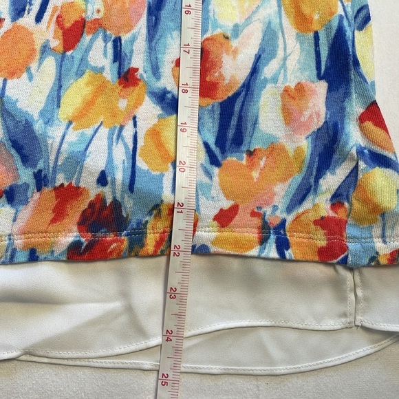 Talbots Tulip Floral Watercolor Artsy 3/4 Sleeve Lightweight Sweater Boatneck M - Picture 10 of 12